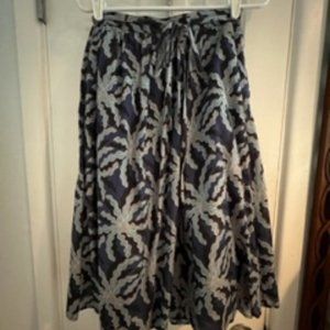 Brooks Brothers Palm Tree Print Cotton-Silk A-Line Skirt